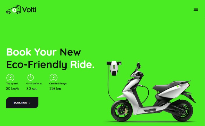 Volti – Electric Scooter Landing Page
